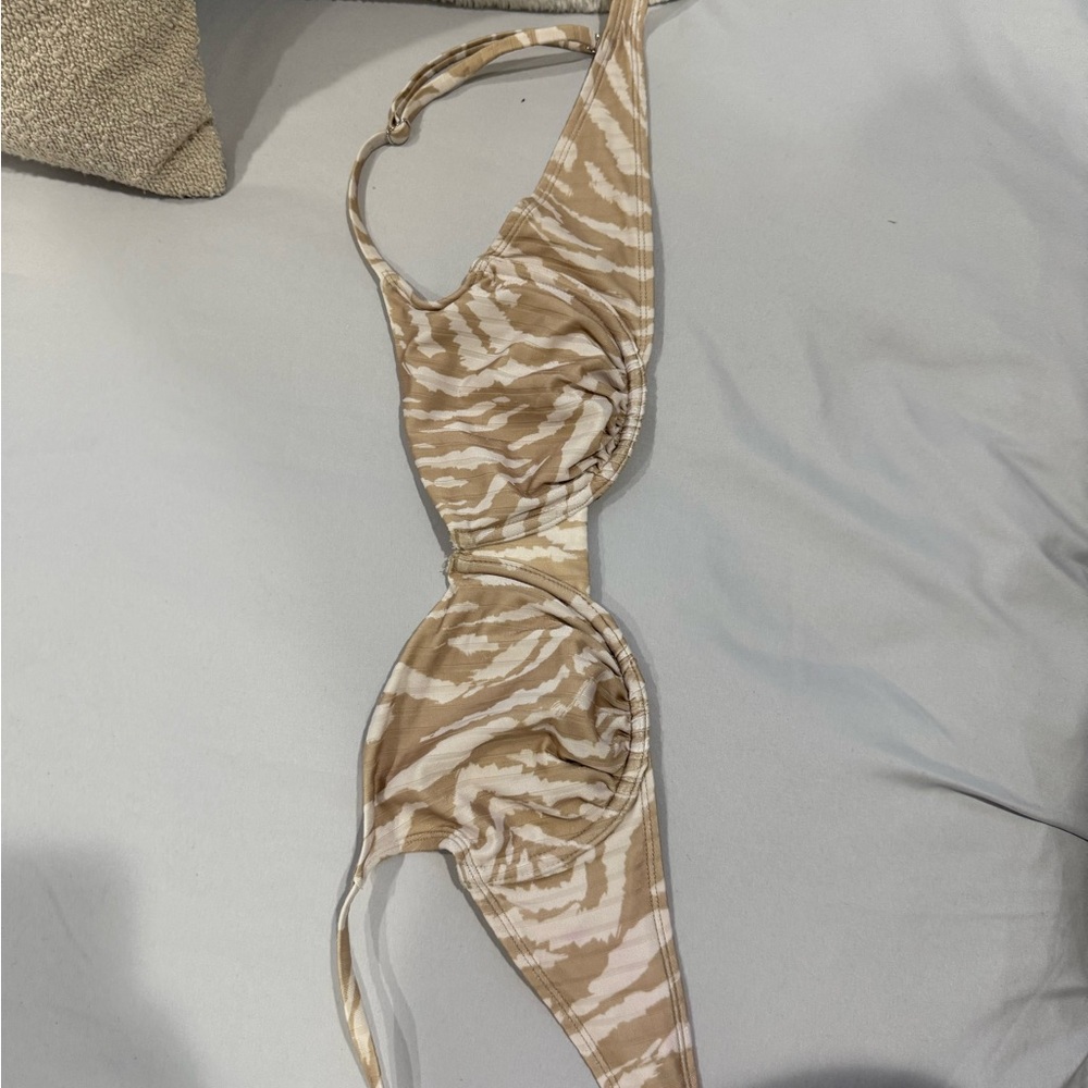 Stylish Tan and White Kids One Piece